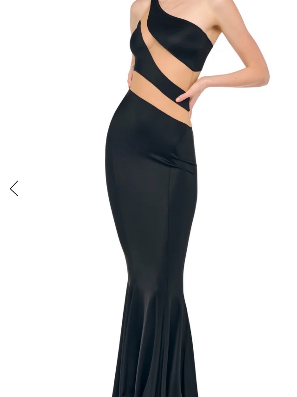 Norma Kamali Snake Mesh Fishtail Gown - Black And Nude One-Shoulder Evening Gown